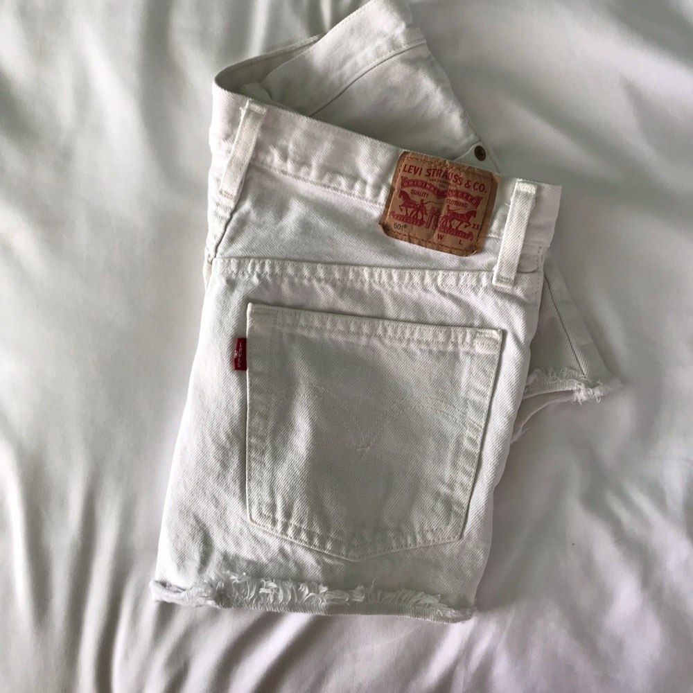 White Levi 501 Shorts